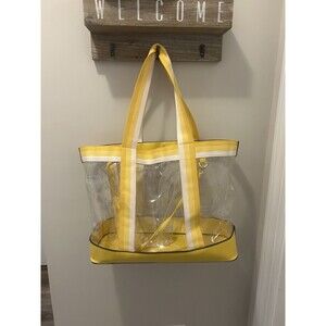 Large Yellow Trimmed Clear Bag Stadium Tote Game Day Beach Concert Sports Vacay